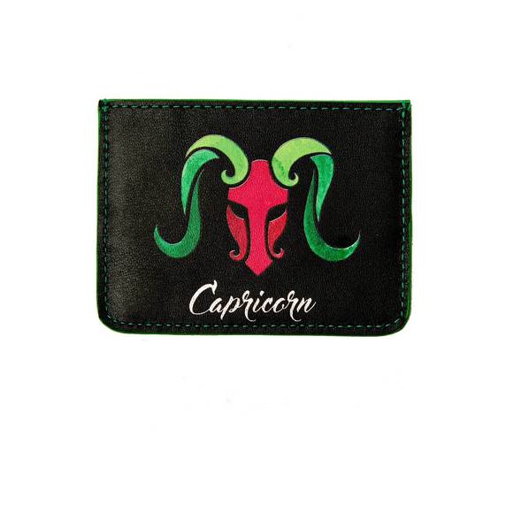 NEW EMM KUO women's horoscope capricorn cardholder in black - Picture 1 of 2
